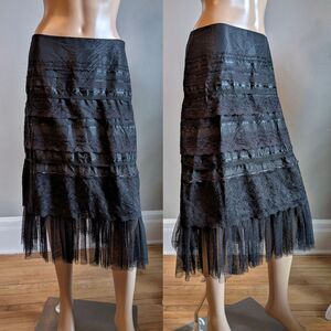 Vintage 90s Y2K Express Midi Skirt Black Lace Tiered Fairycore Whimsygoth 3